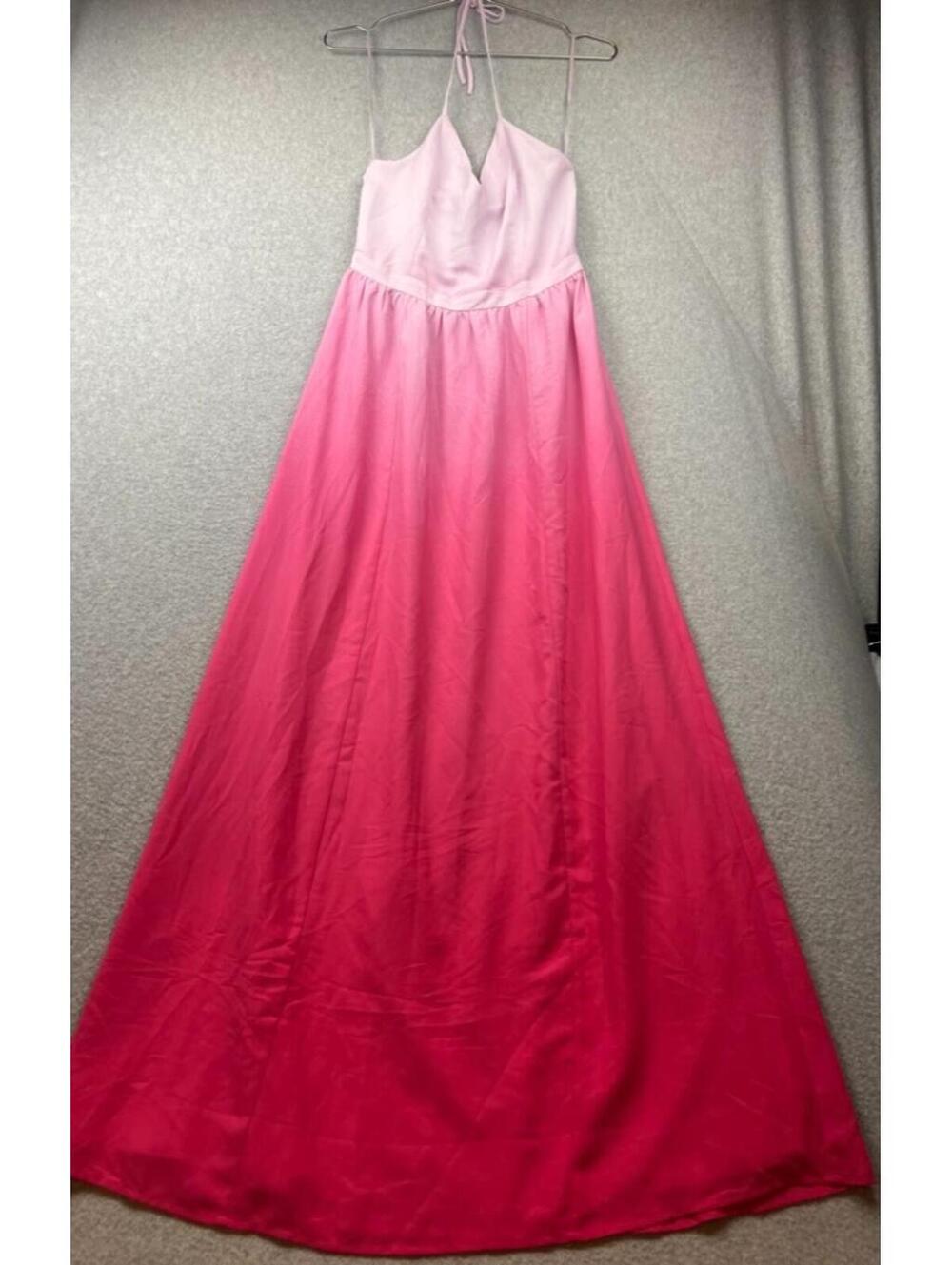 Express Ombre Halter Chiffon Maxi Dress Womens Size XS Summer Beach Barbiecore